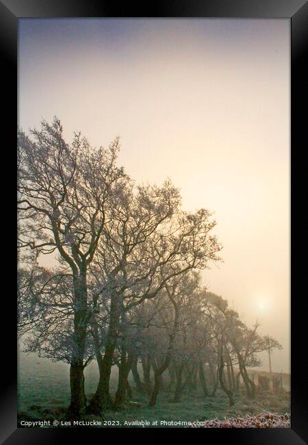 Misty Morning Sunrise Framed Print by Les McLuckie