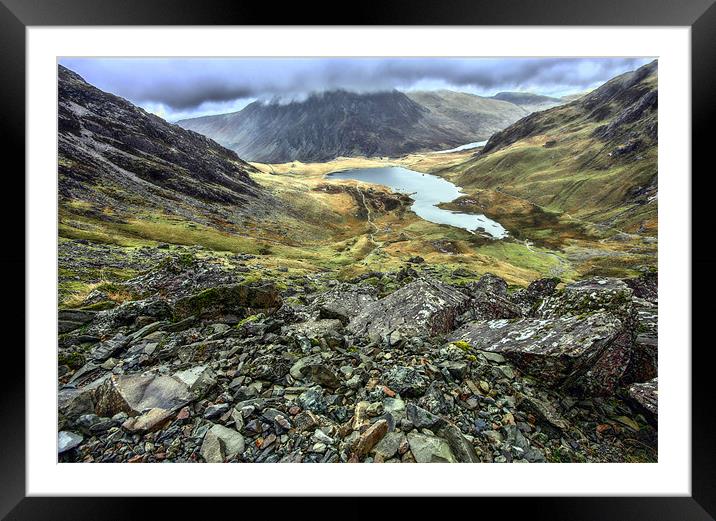 llyn idwal from the Devil's Kitchen Framed Mounted Print by Tony Bates