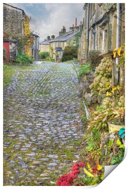 Grassington cobbled street. Print by David Birchall