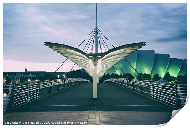 Magnificent Glasgow Bridge at Night Print by Les McLuckie