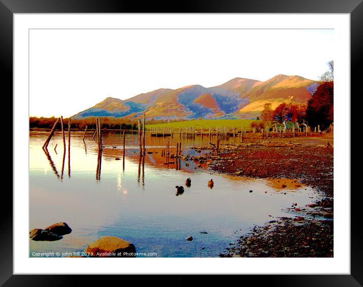 Majestic Skiddaw Mountains Reflecting on Tranquil  Framed Mounted Print by john hill