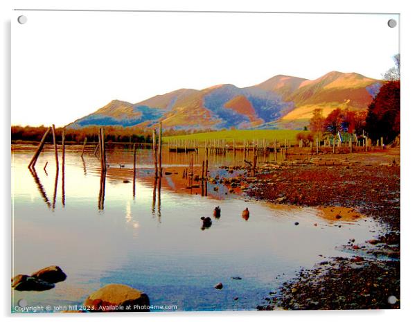 Majestic Skiddaw Mountains Reflecting on Tranquil  Acrylic by john hill