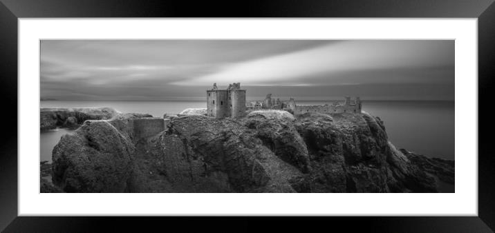 Dunnotar Castle black and white panorama Framed Mounted Print by Anthony McGeever