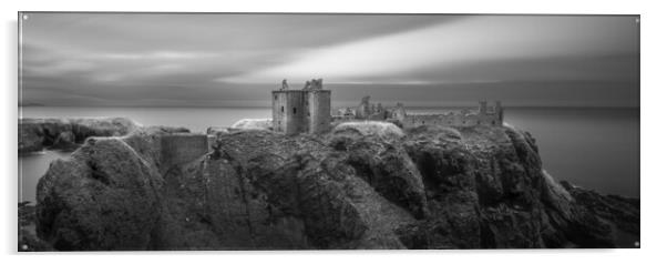 Dunnotar Castle black and white panorama Acrylic by Anthony McGeever