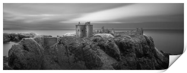 Dunnotar Castle black and white panorama Print by Anthony McGeever