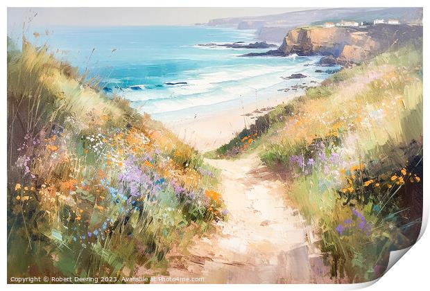 down to the beach Print by Robert Deering