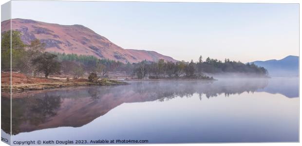 Catbells reflected in Derwent Water Canvas Print by Keith Douglas