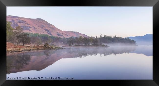 Catbells reflected in Derwent Water Framed Print by Keith Douglas