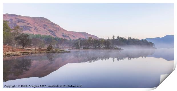 Catbells reflected in Derwent Water Print by Keith Douglas