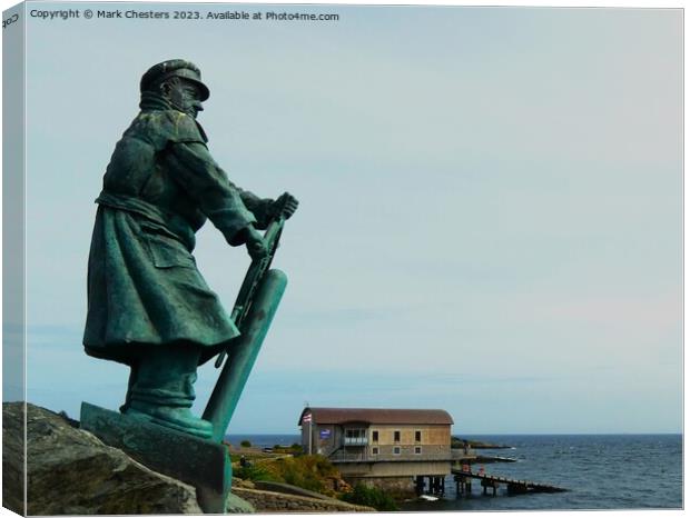 Moelfre bronze statue from the side. Canvas Print by Mark Chesters