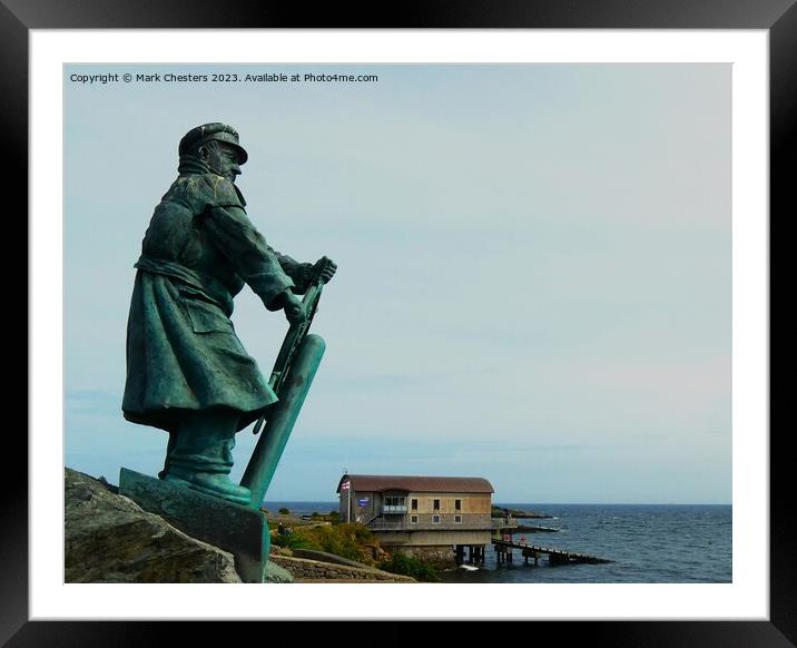 Moelfre bronze statue from the side. Framed Mounted Print by Mark Chesters