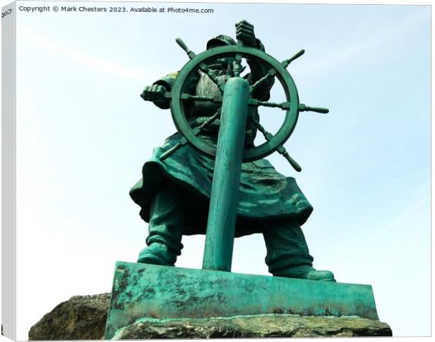 Moelfre bronze statue from the front Canvas Print by Mark Chesters
