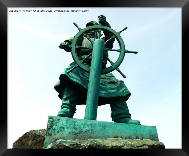 Moelfre bronze statue from the front Framed Print by Mark Chesters