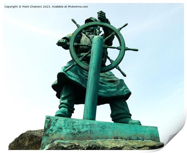 Moelfre bronze statue from the front Print by Mark Chesters