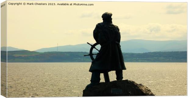 Moelfre bronze statue from the back Canvas Print by Mark Chesters