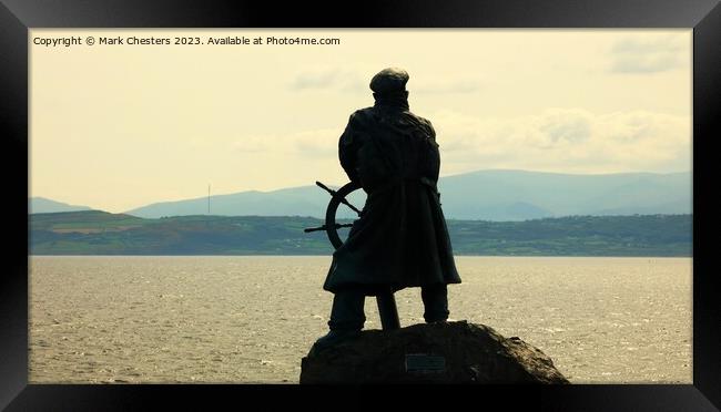 Moelfre bronze statue from the back Framed Print by Mark Chesters