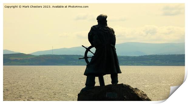 Moelfre bronze statue from the back Print by Mark Chesters