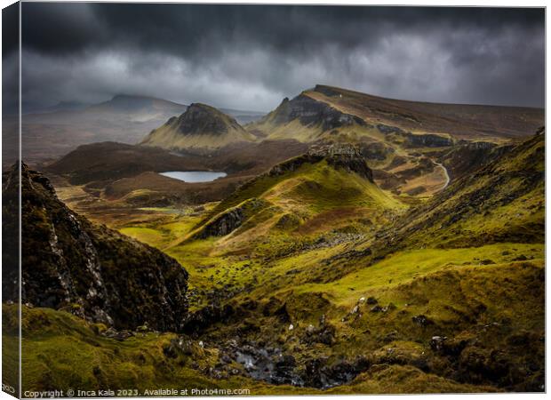 The Quiraing View Towards Sartle - Isle of Skye Canvas Print by Inca Kala