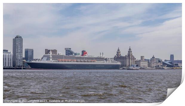 Queen Mary 2 visits Liverpool England Print by Phil Longfoot