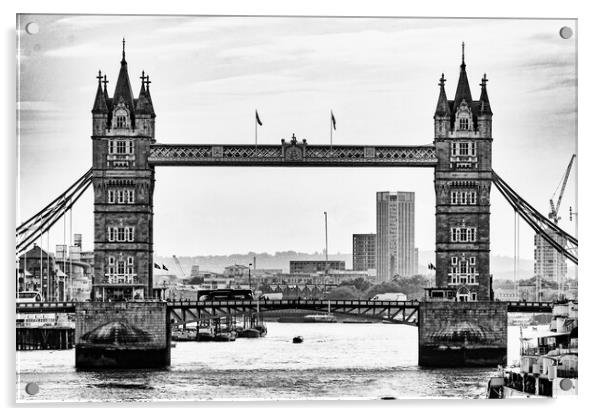 Tower Bridge - London - Mono 2023 Acrylic by Glen Allen