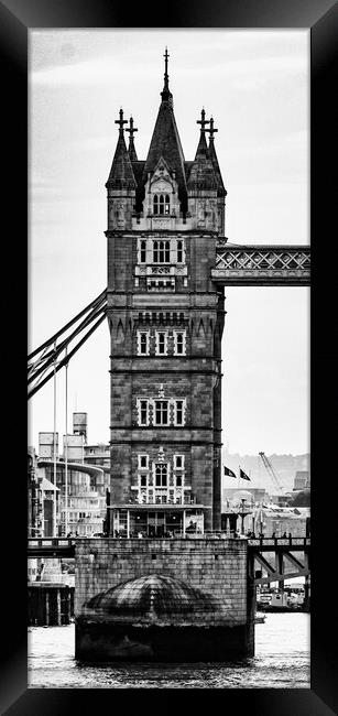 North Bank Tower - Tower Bridge Mono 2023 Framed Print by Glen Allen