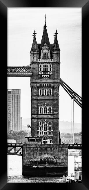 South Bank Tower - Tower Bridge Mono 2023 Framed Print by Glen Allen