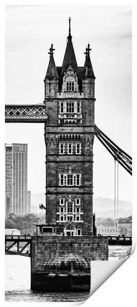 South Bank Tower - Tower Bridge Mono 2023 Print by Glen Allen
