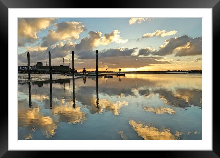 Harbour skyscape reflections over Brightlingsea Harbour  Framed Mounted Print by Tony lopez