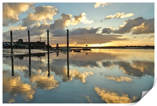 Harbour skyscape reflections over Brightlingsea Harbour  Print by Tony lopez