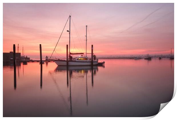 Sunrise colours over Brightlingsea Harbour  Print by Tony lopez