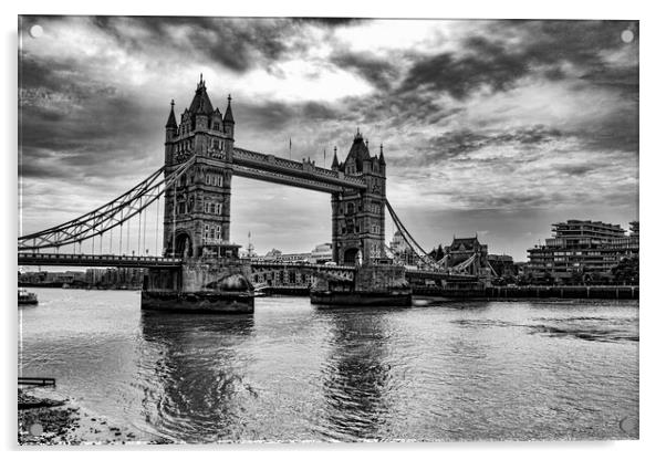 Tower Bridge Mono II Acrylic by Glen Allen