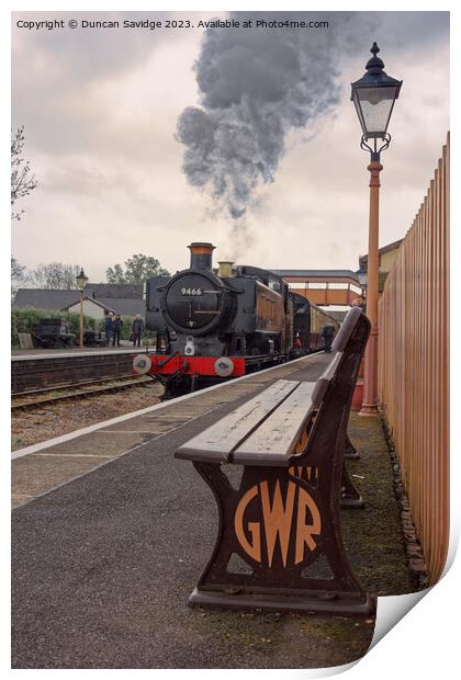 The majestic TGWR Pannier No. 9466 West Somerset R Print by Duncan Savidge
