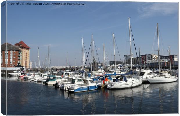 Boats in Swansea marina Canvas Print by Kevin Round