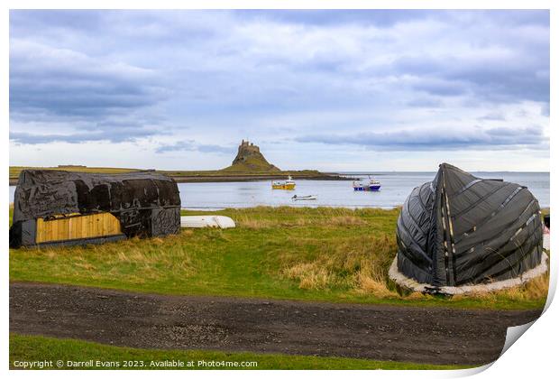 Holy Island Huts and Castle Print by Darrell Evans