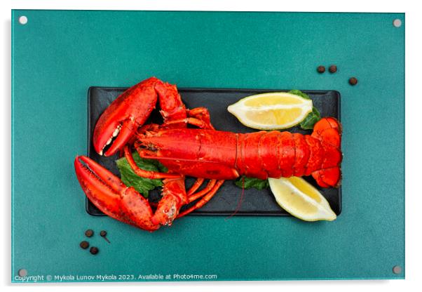 Delicious freshly boiled lobster Acrylic by Mykola Lunov Mykola