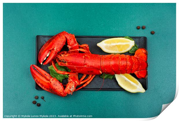 Delicious freshly boiled lobster Print by Mykola Lunov Mykola