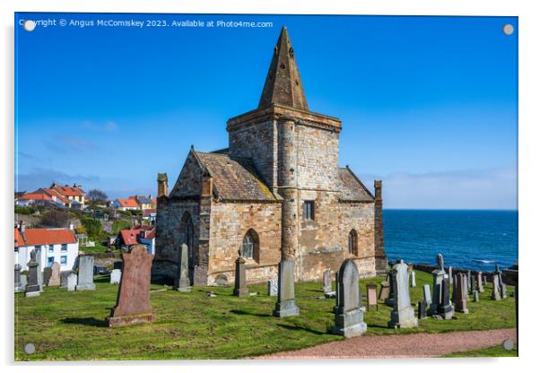 St Monans Auld Kirk and Kirkyard East Neuk of Fife Acrylic by Angus McComiskey