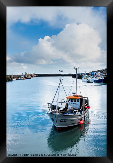 Fishing boat, Newlyn, Cornwall Framed Print by Justin Foulkes