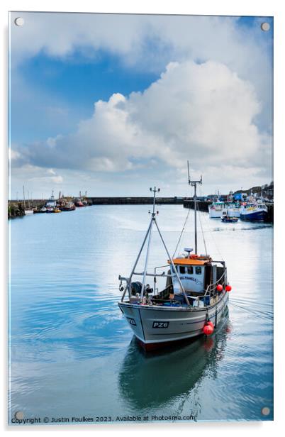 Fishing boat, Newlyn, Cornwall Acrylic by Justin Foulkes
