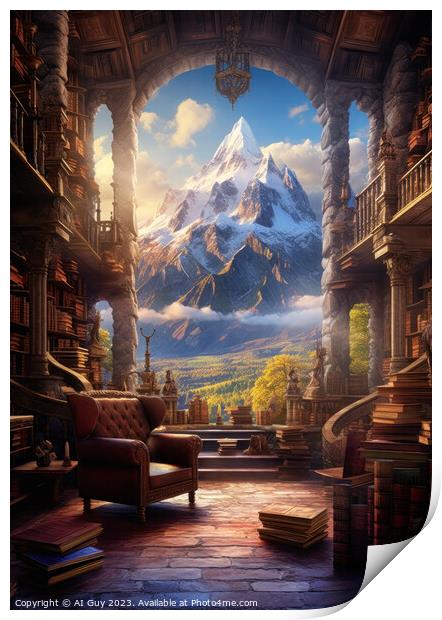 Fantasy Library Painting Print by Craig Doogan Digital Art