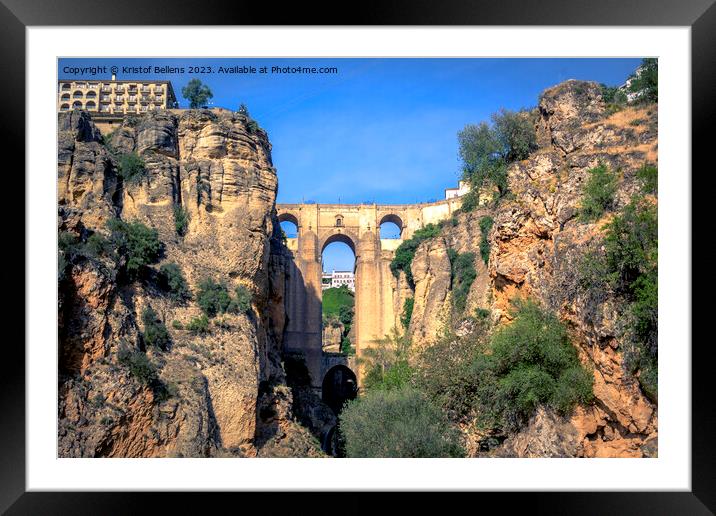 Famous view on the Puente Nuevo in Ronda, cozy historical city in Andalusia, Spain Framed Mounted Print by Kristof Bellens