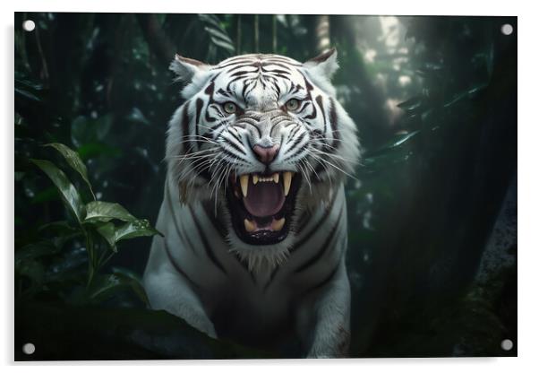 White Tiger Growl Acrylic by Picture Wizard
