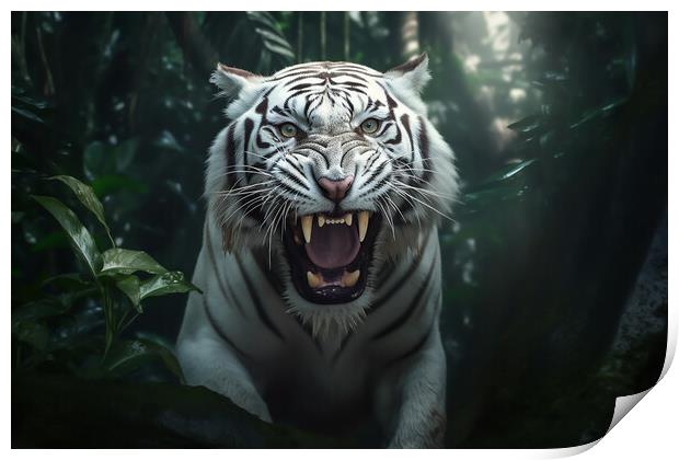 White Tiger Growl Print by Picture Wizard