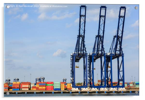 Port of Felixstowe Cranes and Containers Acrylic by Pearl Bucknall