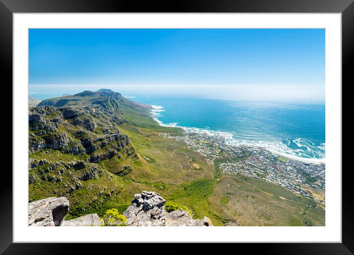 View over Camps Bay from Table Mountain Framed Mounted Print by Justin Foulkes