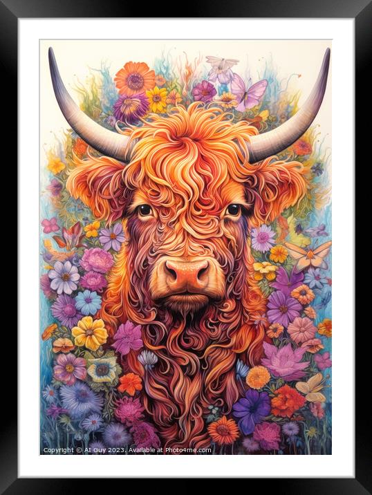 Highland Cow Digital Painting Framed Mounted Print by Craig Doogan Digital Art