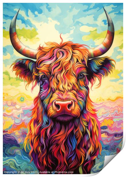 Highland Cow Digital Painting Print by Craig Doogan Digital Art