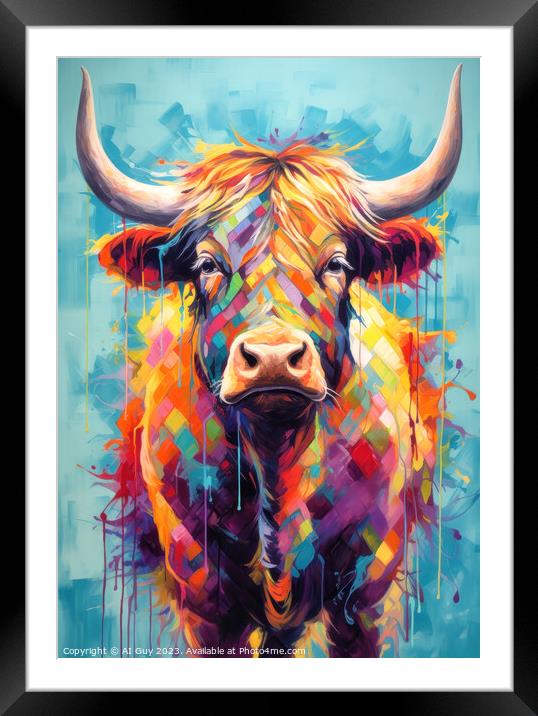 Highland Cow Digital Painting Framed Mounted Print by Craig Doogan Digital Art