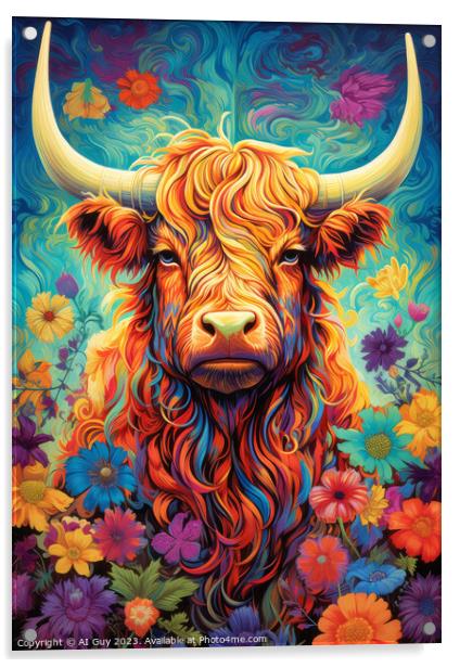 Highland Cow Digital Painting Acrylic by Craig Doogan Digital Art