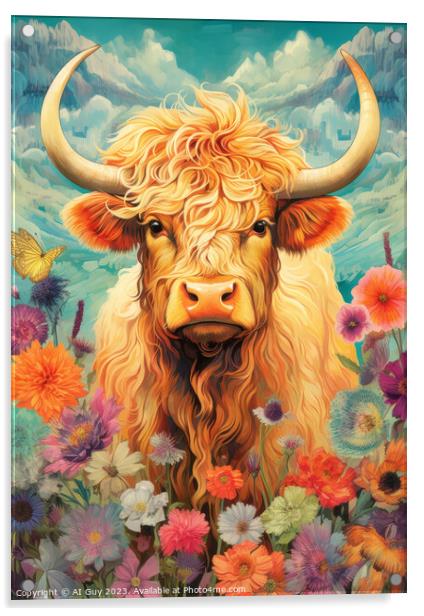 Highland Cow Digital Painting Acrylic by Craig Doogan Digital Art